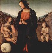 Pietro Perugino Maria, das Christuskind anbetend, mit Johannes dem Taufer und einem Engel oil painting artist